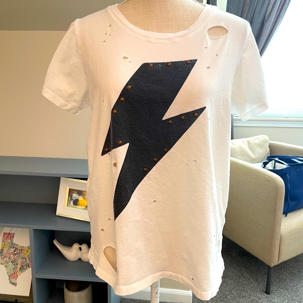 Daydreamer White T-Shirt Lightening Bolt Black M